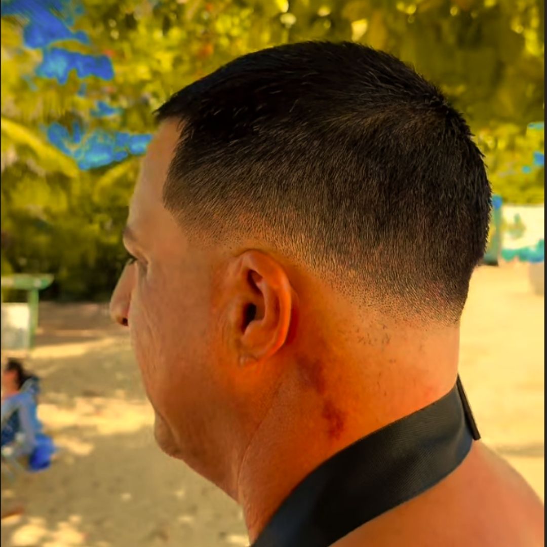 Clean fade haircut with lineup