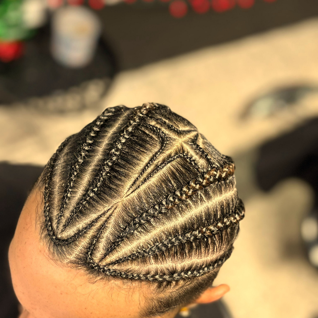 Traditional cornrows braiding style